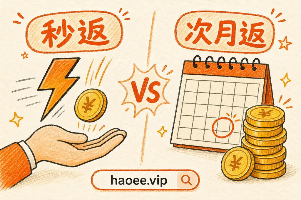 号易秒返与次月返对比：秒返到账快、次月返佣金更高 - haoee.vip