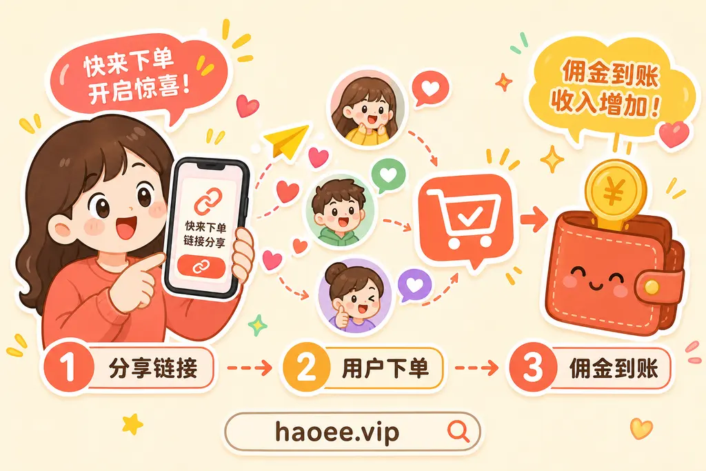 号易推广出首单：分享链接、用户下单、佣金到账 - haoee.vip