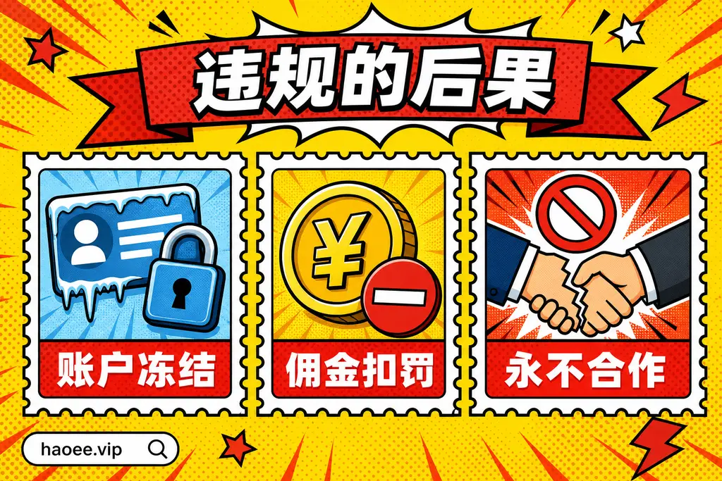 号易违规后果:账户冻结、佣金扣罚、永不合作 号易违规后果:账户冻结、佣金扣罚、永不合作 - haoee.vip