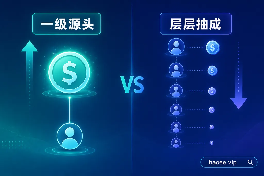 用一级源头码起步佣金更高,被拉到深层会层层抽成 号易一级源头码 vs 被拉深层级:源头码起步佣金更高,深层级被层层抽成 - haoee.vip
